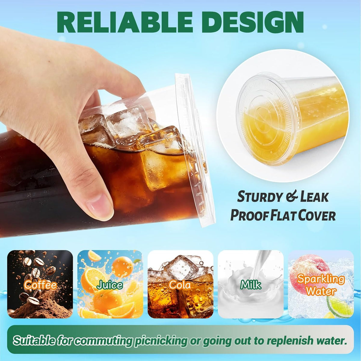 25 Set 16oz Plastic Cups with Flat Lids and Straws,Disposable Plastic Iced Coffee Cup,Disposable Clear Drinking Cups for Cold Beverages,Milkshakes,Smoothies