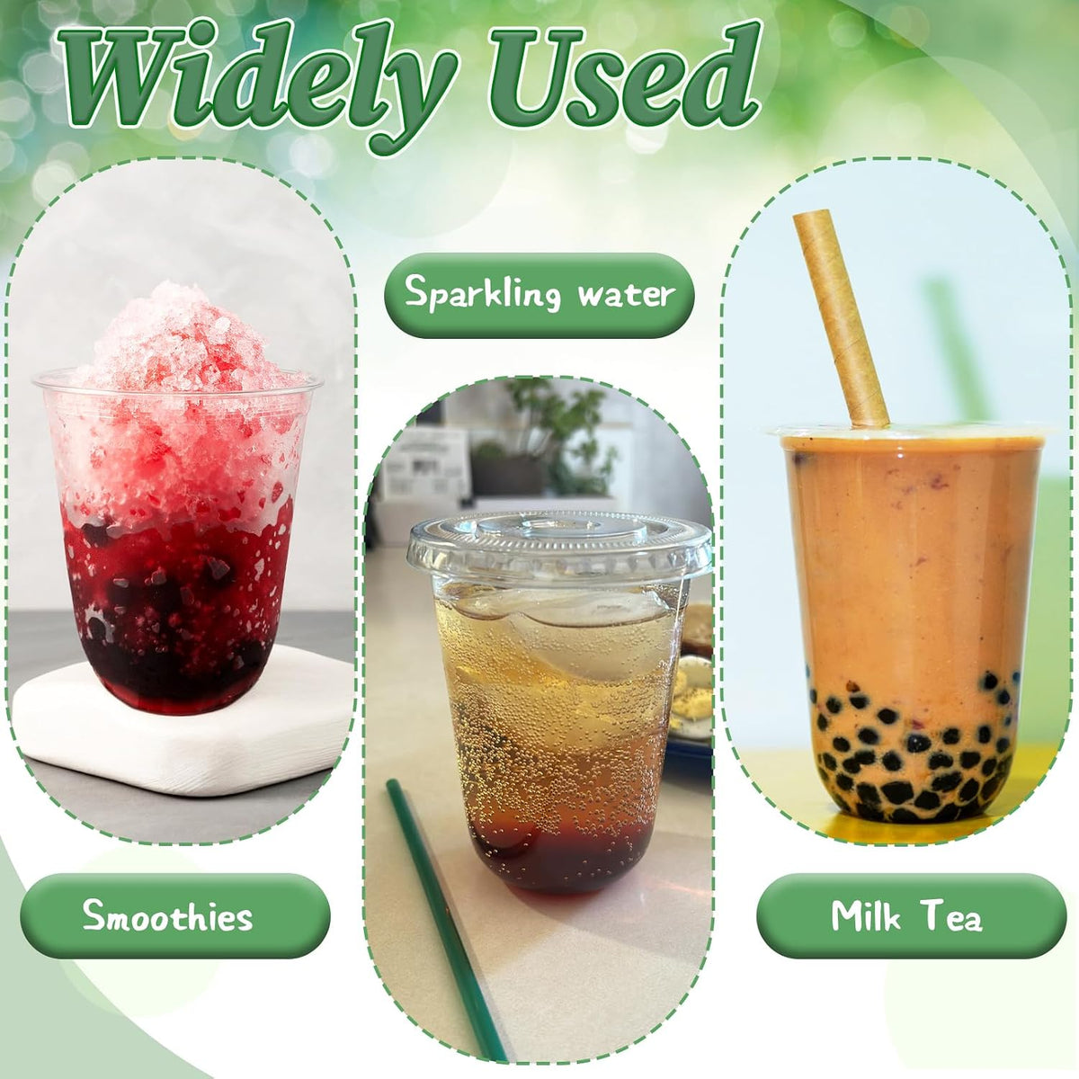 25 Set 16oz Plastic Cups with Flat Lids and Straws,Disposable Plastic Iced Coffee Cup,Disposable Clear Drinking Cups for Cold Beverages,Milkshakes,Smoothies