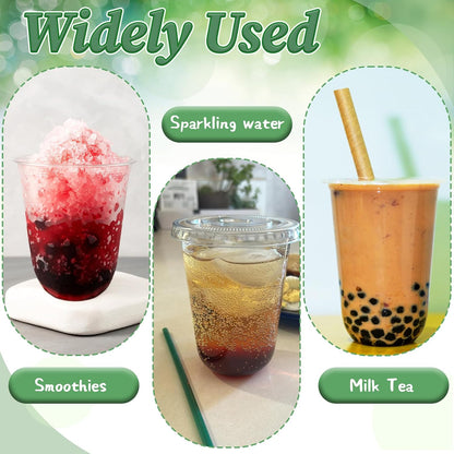 25 Set 16oz Plastic Cups with Flat Lids and Straws,Disposable Plastic Iced Coffee Cup,Disposable Clear Drinking Cups for Cold Beverages,Milkshakes,Smoothies