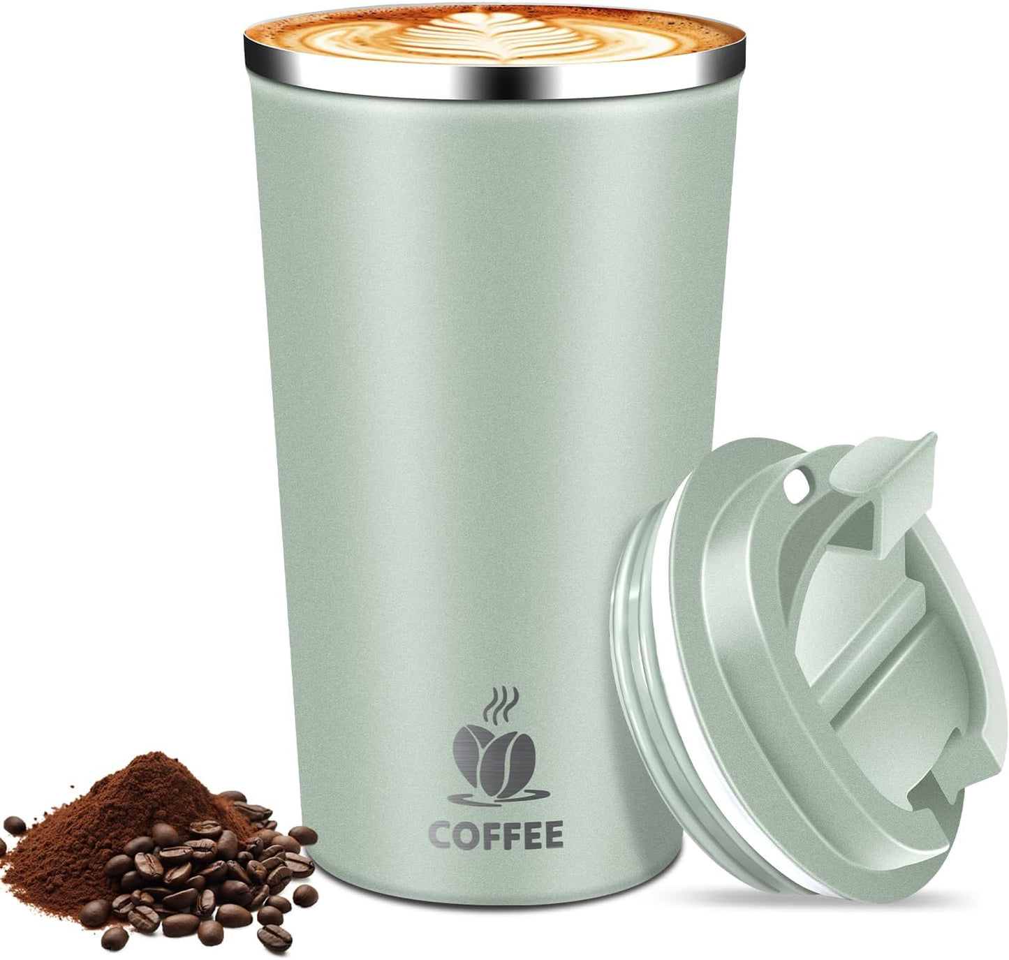17oz Insulated Travel Coffee Mug with Flip Lid – Leakproof Stainless Steel Insulated Coffee Tumblers, Reusable Coffee Cup for Hot & Cold Drinks, Perfect for Camping & On-the-Go