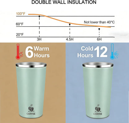 17oz Insulated Travel Coffee Mug with Flip Lid – Leakproof Stainless Steel Insulated Coffee Tumblers, Reusable Coffee Cup for Hot & Cold Drinks, Perfect for Camping & On-the-Go