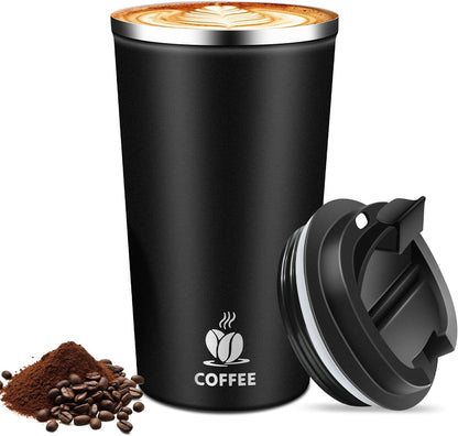 17oz Insulated Travel Coffee Mug with Flip Lid – Leakproof Stainless Steel Insulated Coffee Tumblers, Reusable Coffee Cup for Hot & Cold Drinks, Perfect for Camping & On-the-Go