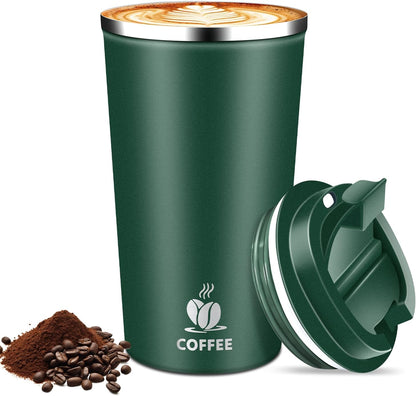 17oz Insulated Travel Coffee Mug with Flip Lid – Leakproof Stainless Steel Insulated Coffee Tumblers, Reusable Coffee Cup for Hot & Cold Drinks, Perfect for Camping & On-the-Go