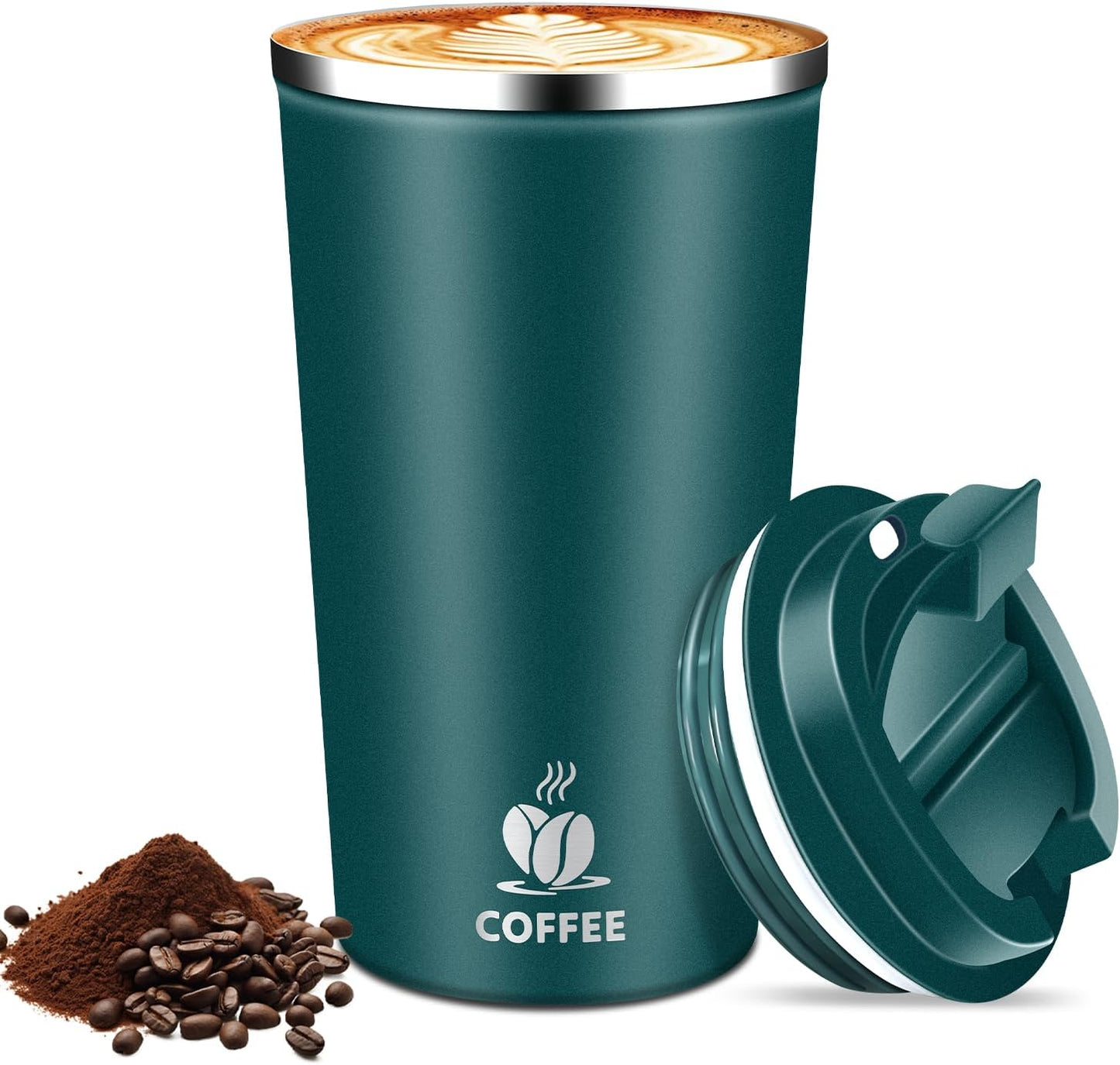 17oz Insulated Travel Coffee Mug with Flip Lid – Leakproof Stainless Steel Insulated Coffee Tumblers, Reusable Coffee Cup for Hot & Cold Drinks, Perfect for Camping & On-the-Go