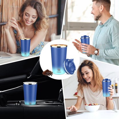 17oz Insulated Travel Coffee Mug with Flip Lid – Leakproof Stainless Steel Insulated Coffee Tumblers, Reusable Coffee Cup for Hot & Cold Drinks, Perfect for Camping & On-the-Go