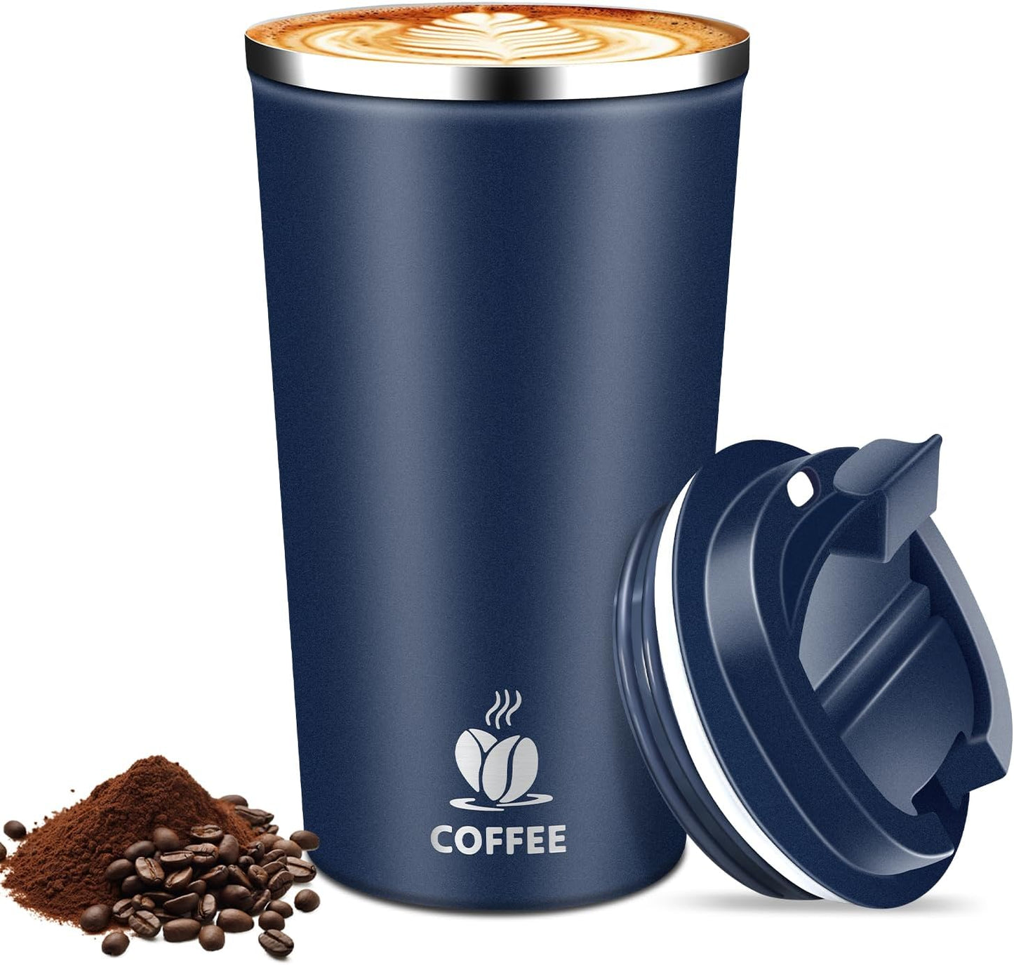 17oz Insulated Travel Coffee Mug with Flip Lid – Leakproof Stainless Steel Insulated Coffee Tumblers, Reusable Coffee Cup for Hot & Cold Drinks, Perfect for Camping & On-the-Go