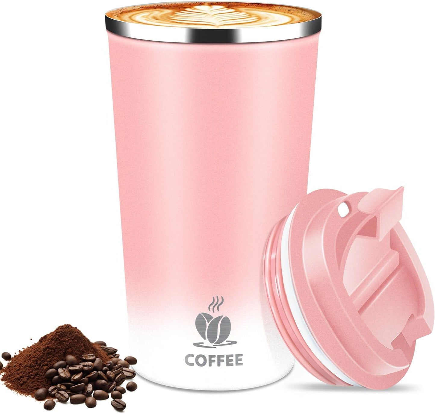 17oz Insulated Travel Coffee Mug with Flip Lid – Leakproof Stainless Steel Insulated Coffee Tumblers, Reusable Coffee Cup for Hot & Cold Drinks, Perfect for Camping & On-the-Go