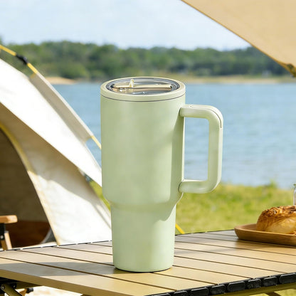 40oz Insulated Tumbler with Handle & Straw, Light Blue | Double-wall vacuum insulation and leakproof, perfect for beach days, camping, road trips, and daily use.