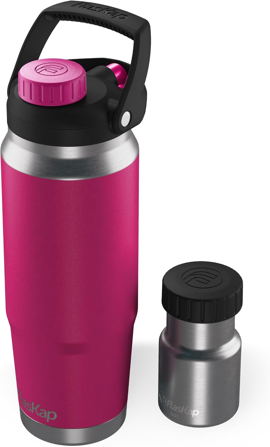 FreePour System: 6oz Mixed Drink Tumbler Attachment and 26oz Cup Holder Friendly, Stainless Steel Water Bottle, Removable Hidden Flask Reservoir