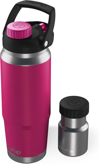 FreePour System: 6oz Mixed Drink Tumbler Attachment and 26oz Cup Holder Friendly, Stainless Steel Water Bottle, Removable Hidden Flask Reservoir