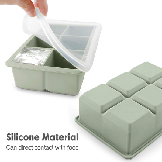 Silicone Ice Cube Trays, 3‑Pack Large Square Molds with Lid