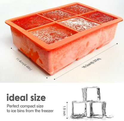 Silicone Ice Cube Trays, 3‑Pack Large Square Molds with Lid