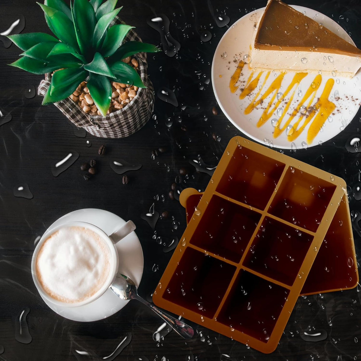 Silicone Ice Cube Trays, 3‑Pack Large Square Molds with Lid