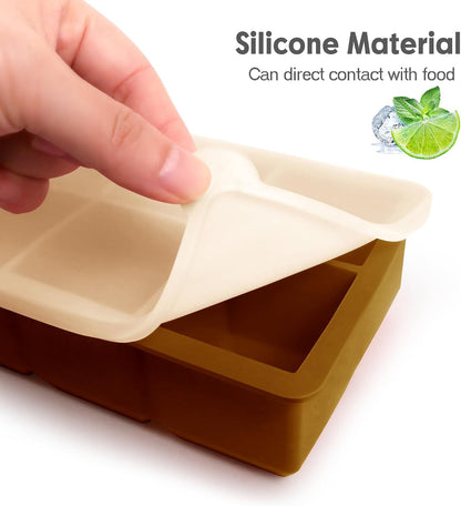 Silicone Ice Cube Trays, 3‑Pack Large Square Molds with Lid