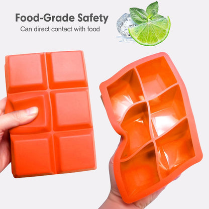 Silicone Ice Cube Trays, 3‑Pack Large Square Molds with Lid