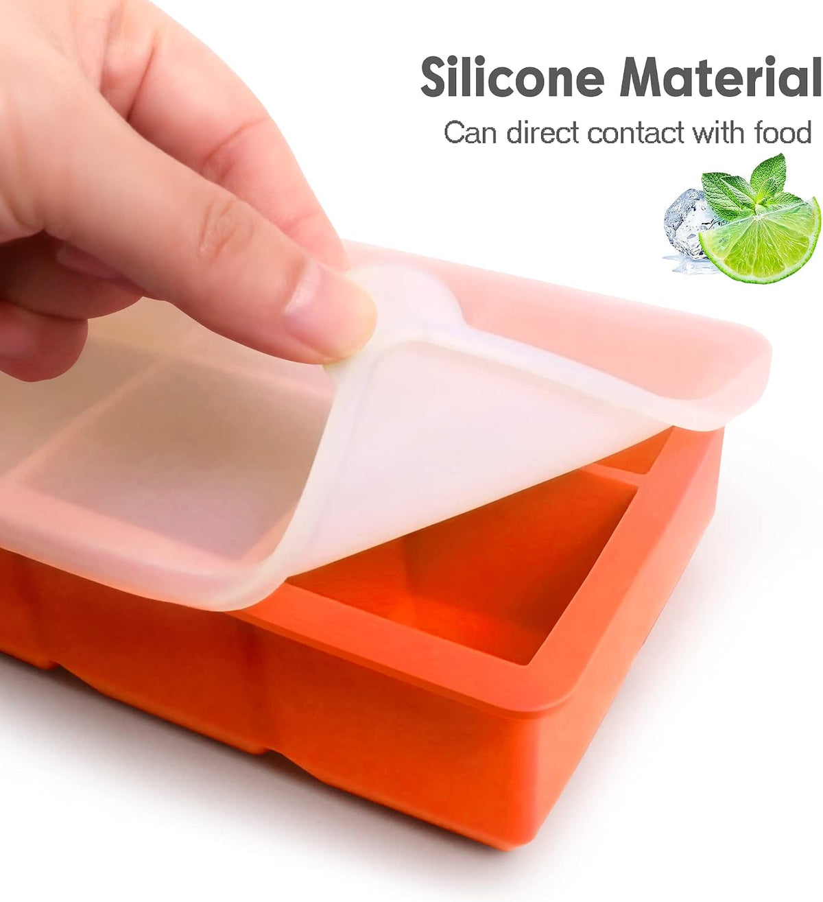 Silicone Ice Cube Trays, 3‑Pack Large Square Molds with Lid