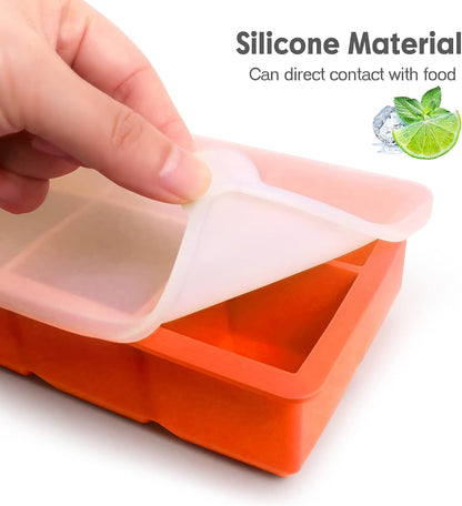 Silicone Ice Cube Trays, 3‑Pack Large Square Molds with Lid