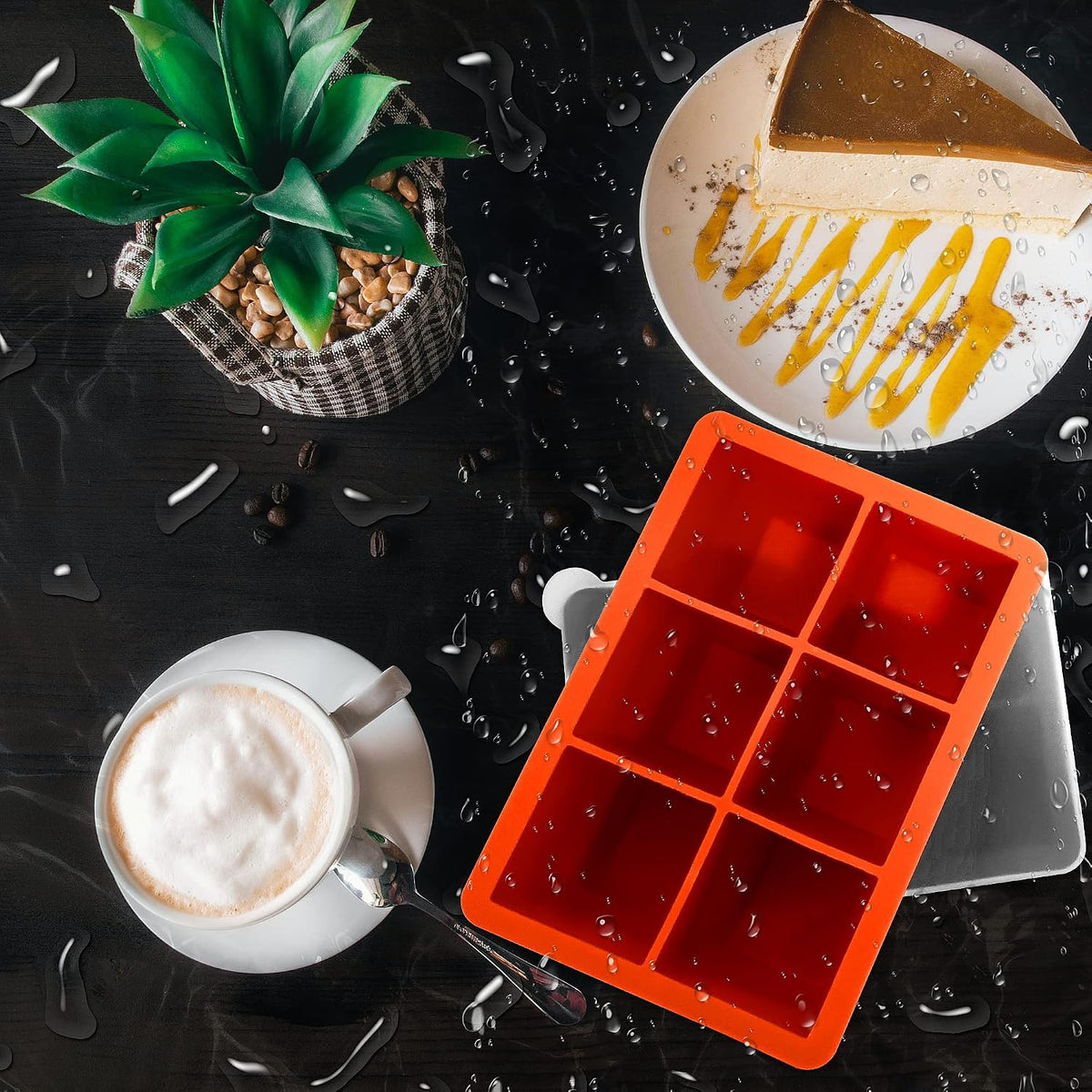 Silicone Ice Cube Trays, 3‑Pack Large Square Molds with Lid