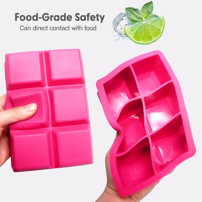 Silicone Ice Cube Trays, 3‑Pack Large Square Molds with Lid