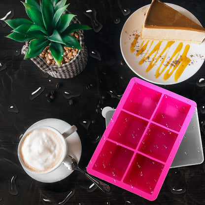 Silicone Ice Cube Trays, 3‑Pack Large Square Molds with Lid