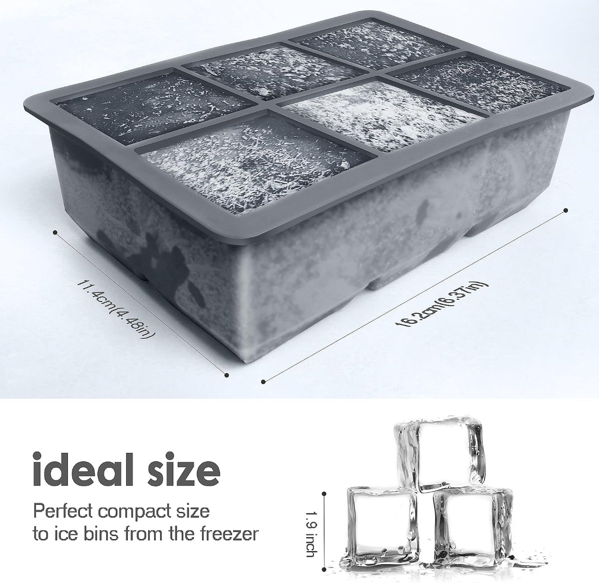 Silicone Ice Cube Trays, 3‑Pack Large Square Molds with Lid