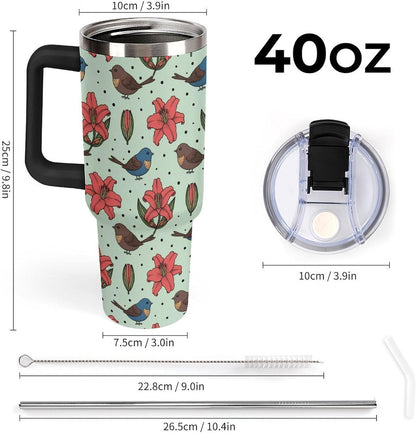 Leakproof Tumbler Vacuum Sealed Car Holder Friendly For Travel Teal And Peach Tropical Palm Leaf Pattern Water Tumbler white-style-23 - Colors C