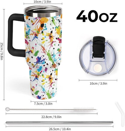 Leakproof Tumbler Vacuum Sealed Car Holder Friendly For Travel Teal And Peach Tropical Palm Leaf Pattern Water Tumbler white-style-23 - Colors C