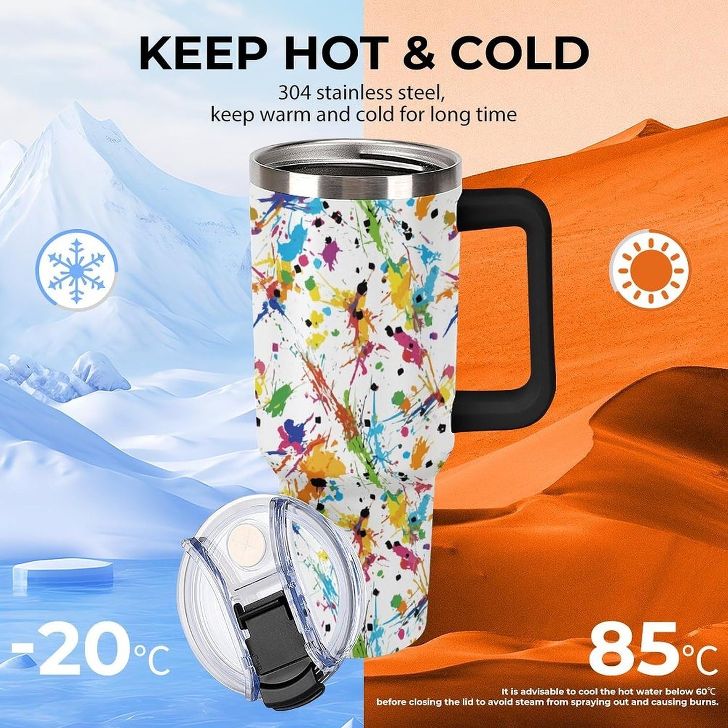 Leakproof Tumbler Vacuum Sealed Car Holder Friendly For Travel Teal And Peach Tropical Palm Leaf Pattern Water Tumbler white-style-23 - Colors C