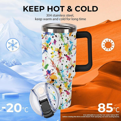 Leakproof Tumbler Vacuum Sealed Car Holder Friendly For Travel Teal And Peach Tropical Palm Leaf Pattern Water Tumbler white-style-23 - Colors C