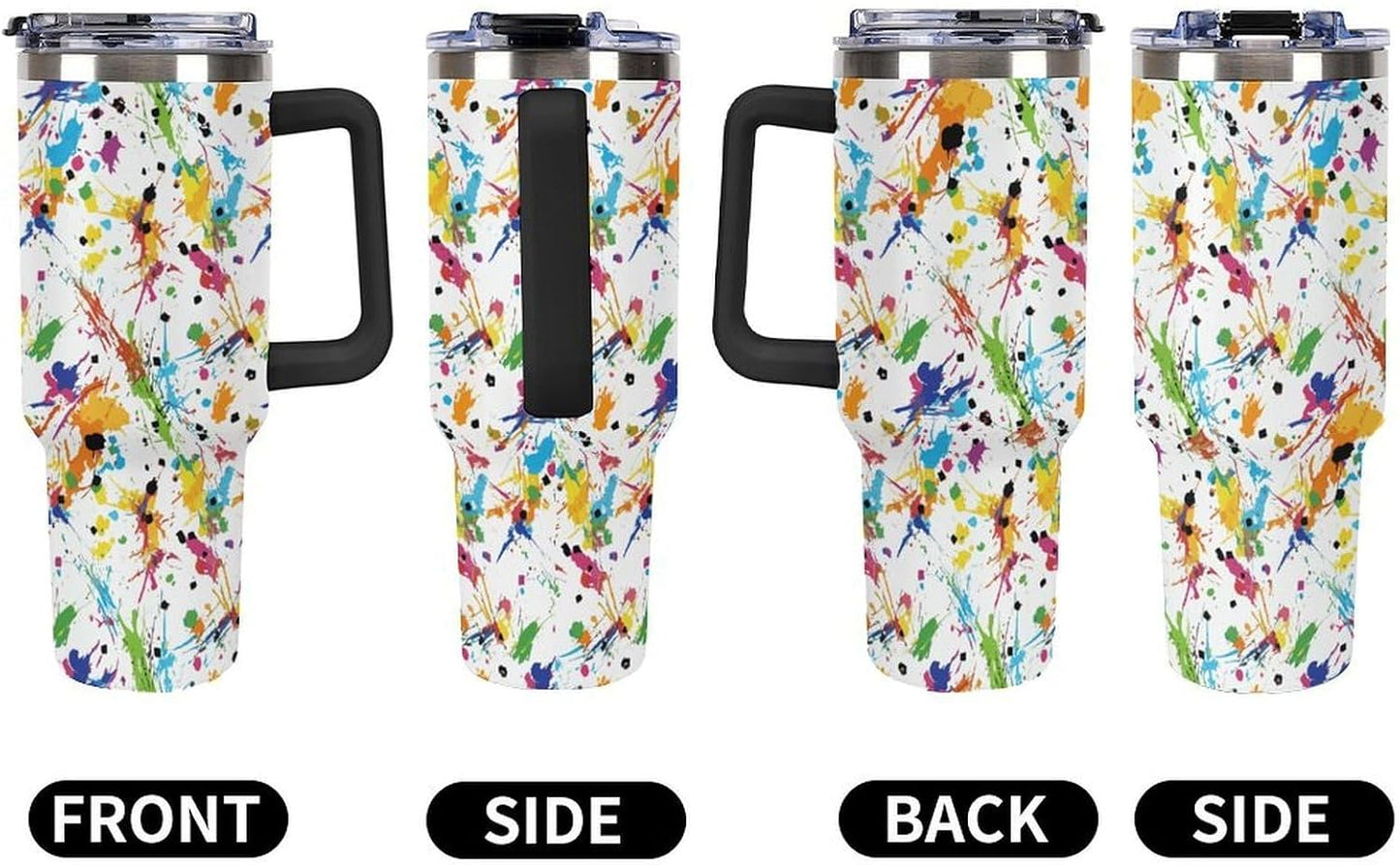 Leakproof Tumbler Vacuum Sealed Car Holder Friendly For Travel Teal And Peach Tropical Palm Leaf Pattern Water Tumbler white-style-23 - Colors C