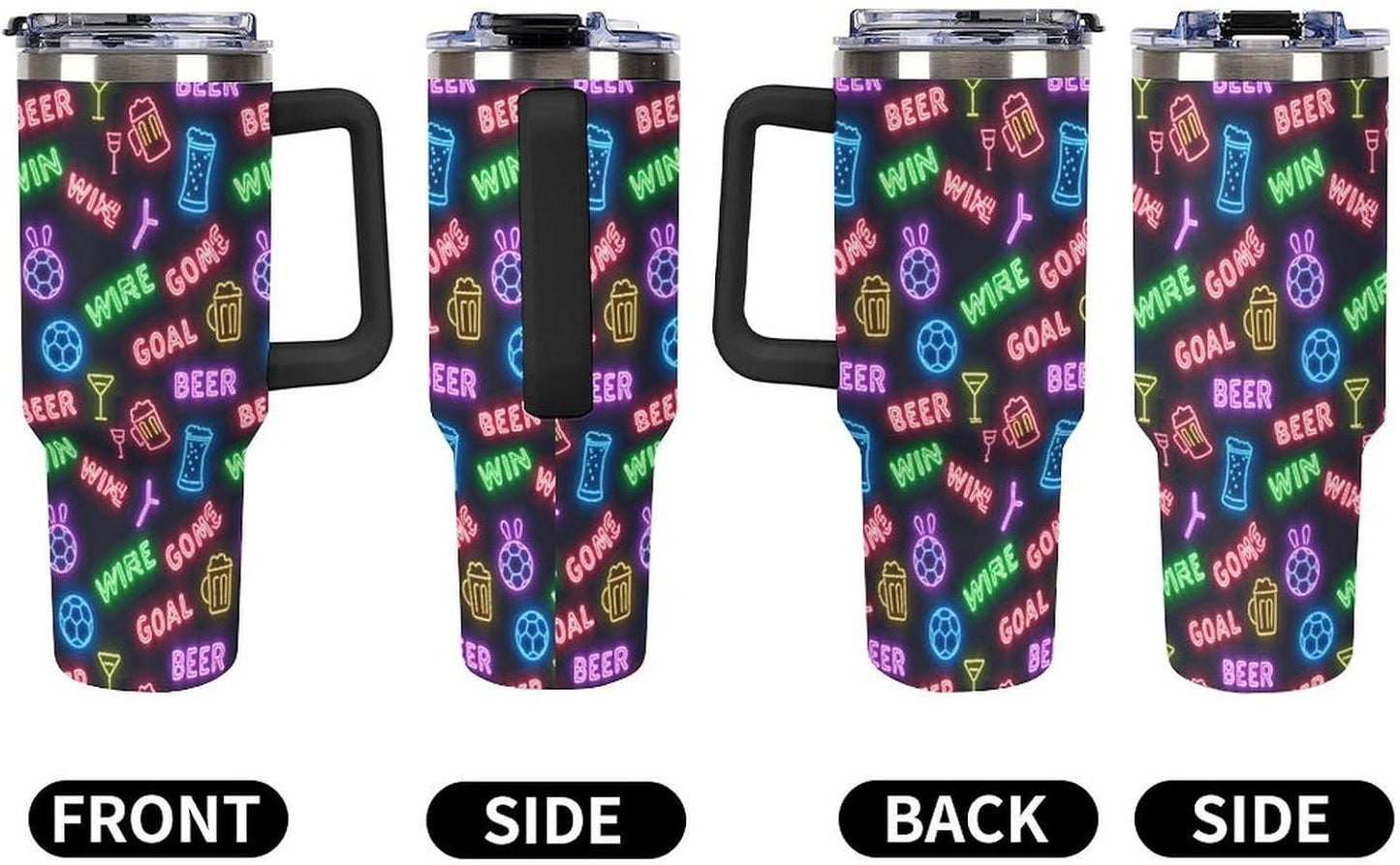 Leakproof Tumbler Vacuum Sealed Car Holder Friendly For Travel Teal And Peach Tropical Palm Leaf Pattern Water Tumbler white-style-23 - Colors C