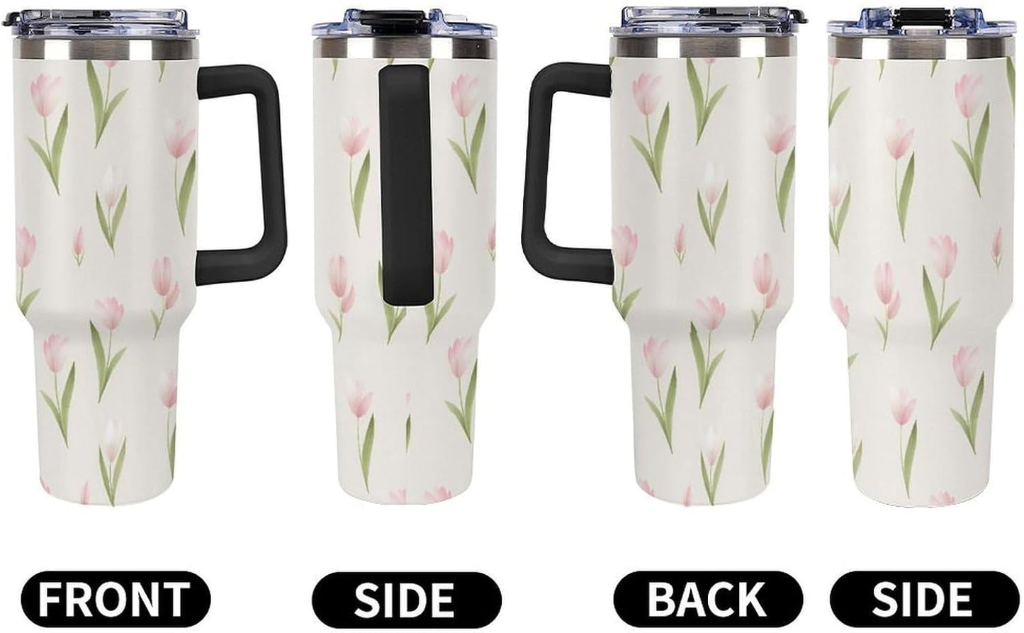 Leakproof Tumbler Vacuum Sealed Car Holder Friendly For Travel Teal And Peach Tropical Palm Leaf Pattern Water Tumbler white-style-23 - Colors C