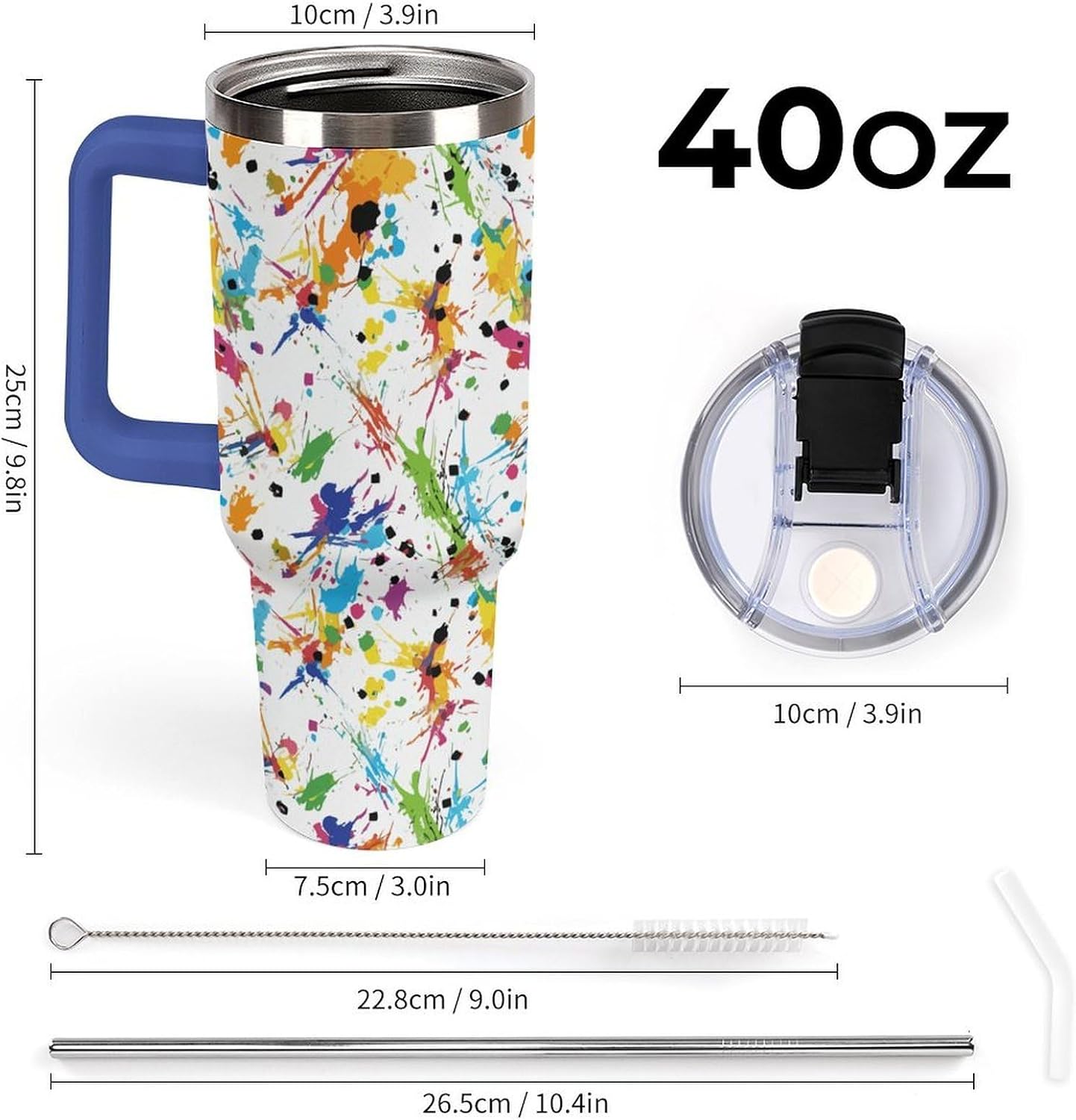 Leakproof Tumbler Vacuum Sealed Car Holder Friendly For Travel Teal And Peach Tropical Palm Leaf Pattern Water Tumbler white-style-23 - Colors C