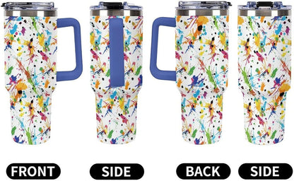 Leakproof Tumbler Vacuum Sealed Car Holder Friendly For Travel Teal And Peach Tropical Palm Leaf Pattern Water Tumbler white-style-23 - Colors C