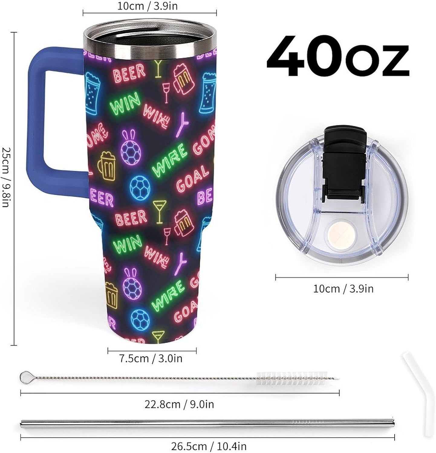 Leakproof Tumbler Vacuum Sealed Car Holder Friendly For Travel Teal And Peach Tropical Palm Leaf Pattern Water Tumbler white-style-23 - Colors C