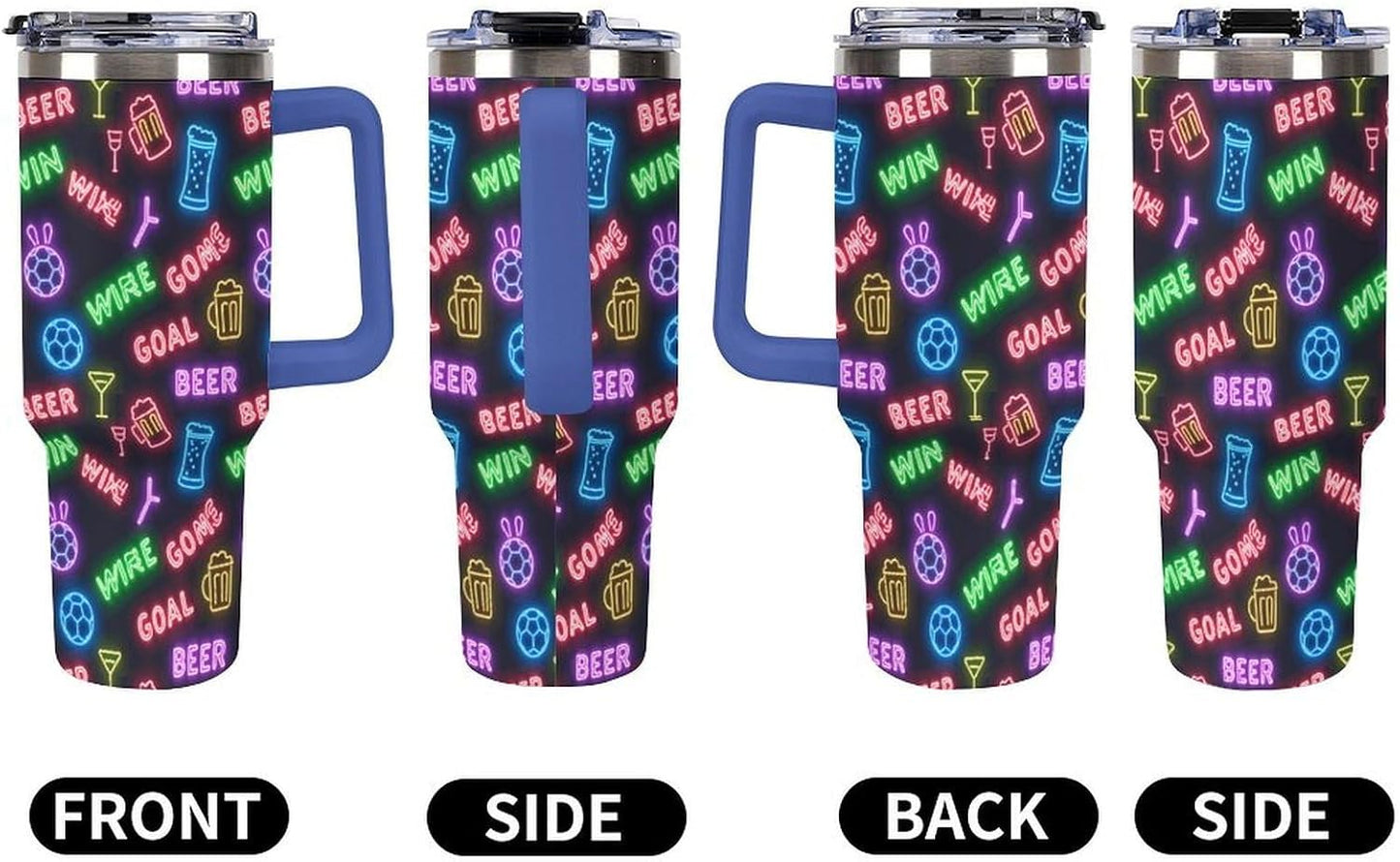 Leakproof Tumbler Vacuum Sealed Car Holder Friendly For Travel Teal And Peach Tropical Palm Leaf Pattern Water Tumbler white-style-23 - Colors C