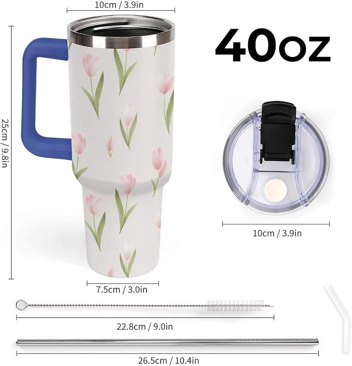 Leakproof Tumbler Vacuum Sealed Car Holder Friendly For Travel Teal And Peach Tropical Palm Leaf Pattern Water Tumbler white-style-23 - Colors C