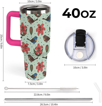 Leakproof Tumbler Vacuum Sealed Car Holder Friendly For Travel Teal And Peach Tropical Palm Leaf Pattern Water Tumbler white-style-23 - Colors C