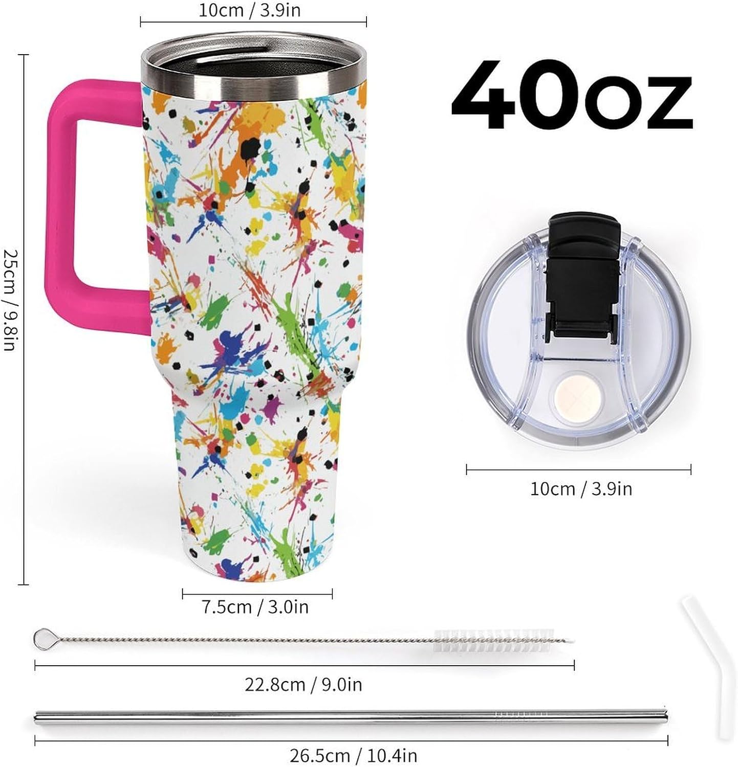 Leakproof Tumbler Vacuum Sealed Car Holder Friendly For Travel Teal And Peach Tropical Palm Leaf Pattern Water Tumbler white-style-23 - Colors C