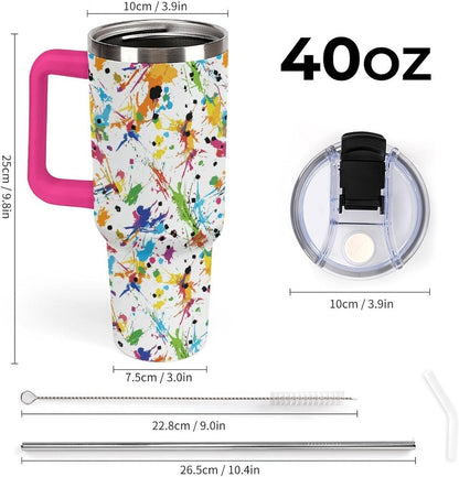 Leakproof Tumbler Vacuum Sealed Car Holder Friendly For Travel Teal And Peach Tropical Palm Leaf Pattern Water Tumbler white-style-23 - Colors C