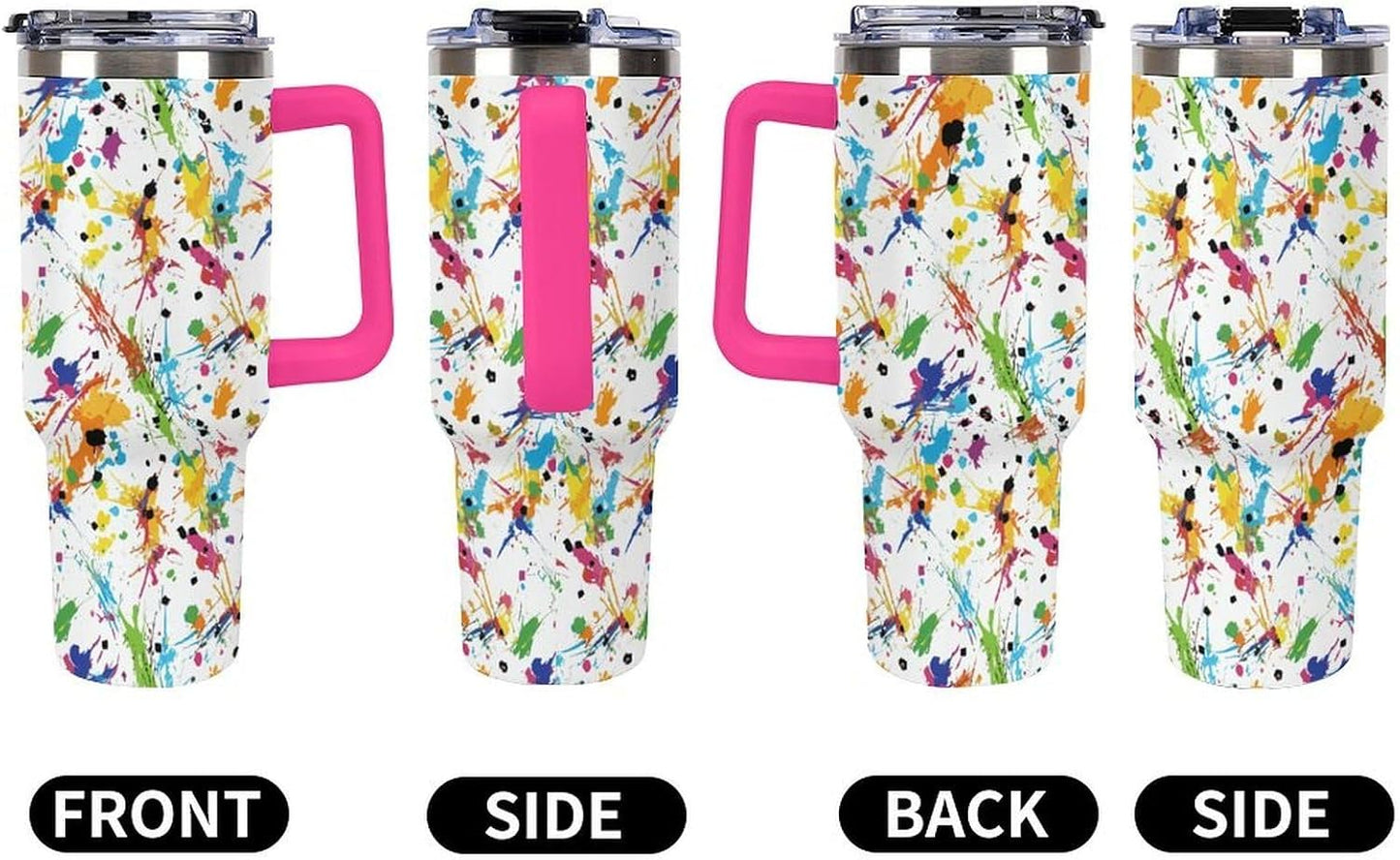 Leakproof Tumbler Vacuum Sealed Car Holder Friendly For Travel Teal And Peach Tropical Palm Leaf Pattern Water Tumbler white-style-23 - Colors C