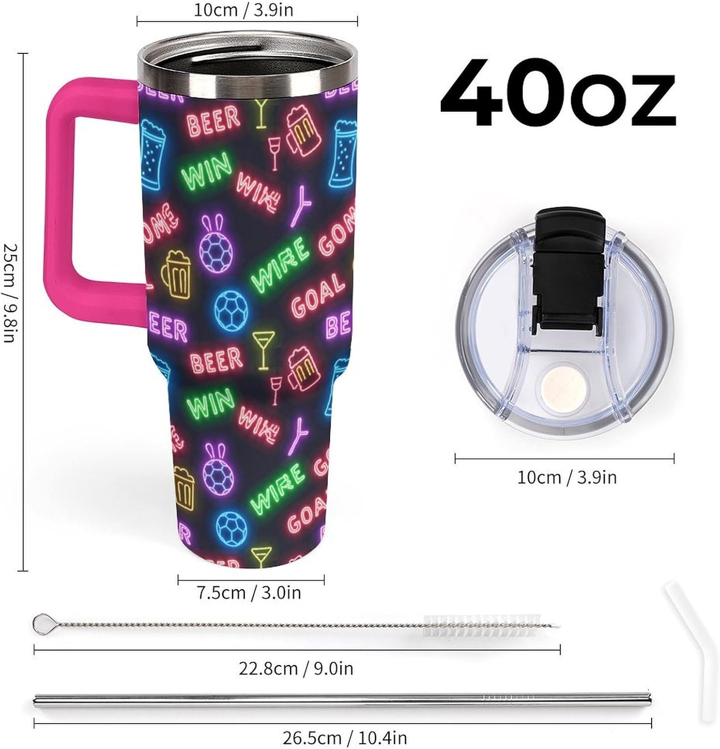Leakproof Tumbler Vacuum Sealed Car Holder Friendly For Travel Teal And Peach Tropical Palm Leaf Pattern Water Tumbler white-style-23 - Colors C