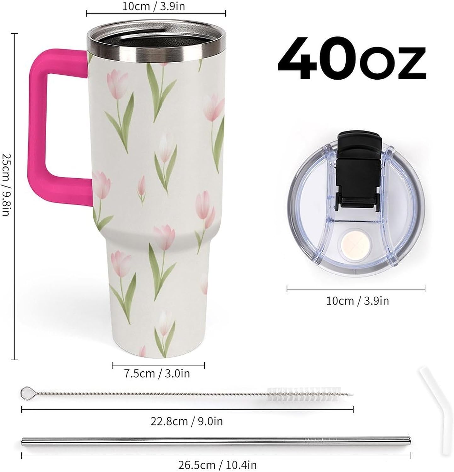 Leakproof Tumbler Vacuum Sealed Car Holder Friendly For Travel Teal And Peach Tropical Palm Leaf Pattern Water Tumbler white-style-23 - Colors C