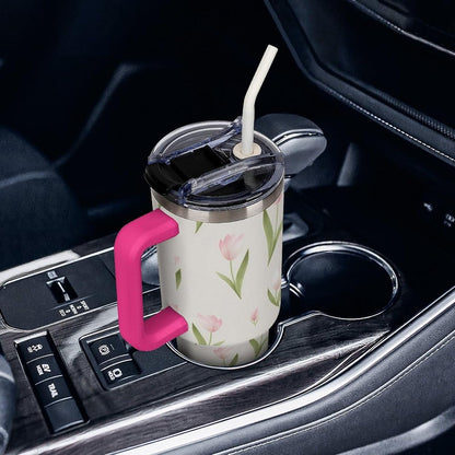 Leakproof Tumbler Vacuum Sealed Car Holder Friendly For Travel Teal And Peach Tropical Palm Leaf Pattern Water Tumbler white-style-23 - Colors C