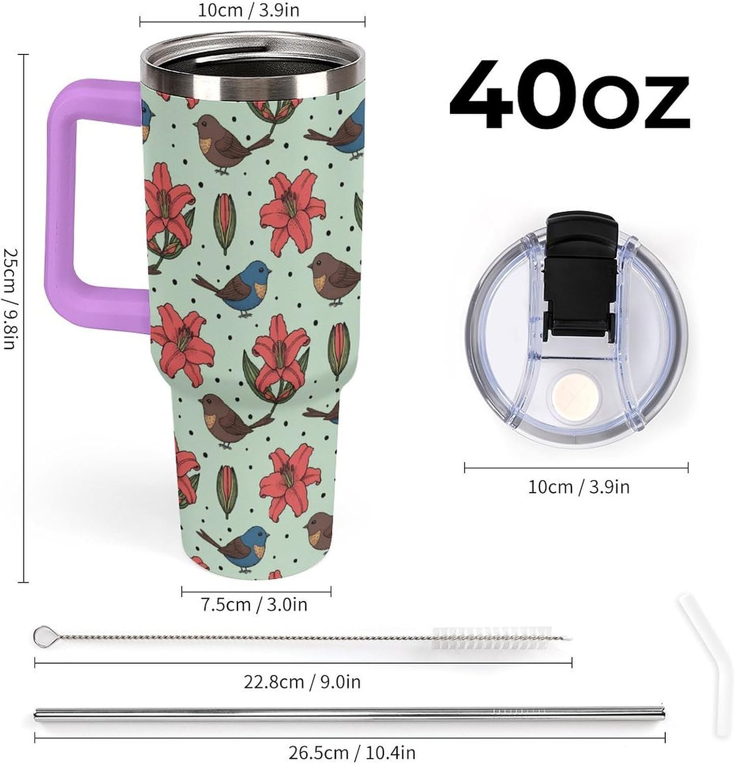 Leakproof Tumbler Vacuum Sealed Car Holder Friendly For Travel Teal And Peach Tropical Palm Leaf Pattern Water Tumbler white-style-23 - Colors C