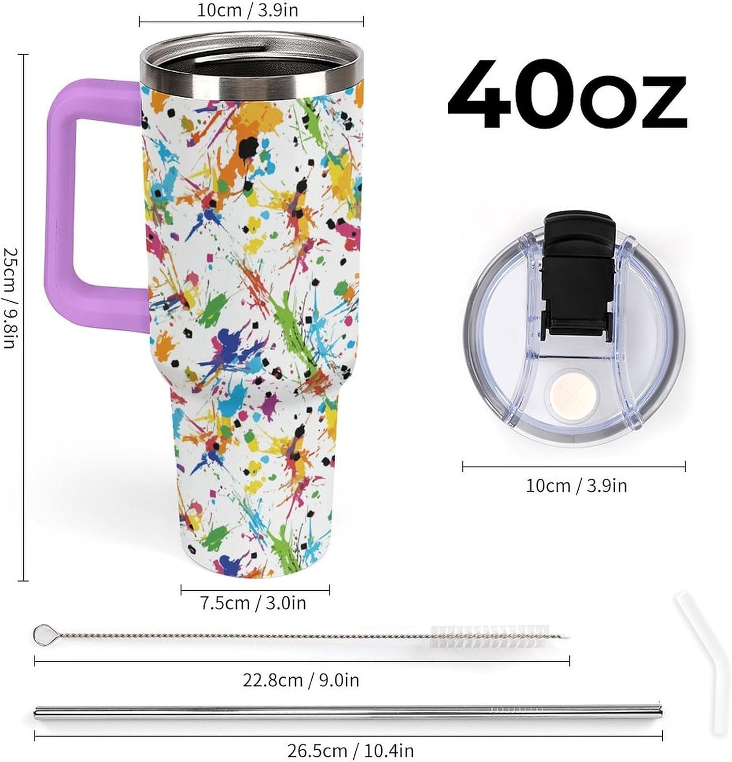 Leakproof Tumbler Vacuum Sealed Car Holder Friendly For Travel Teal And Peach Tropical Palm Leaf Pattern Water Tumbler white-style-23 - Colors C
