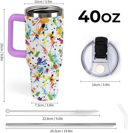 Leakproof Tumbler Vacuum Sealed Car Holder Friendly For Travel Teal And Peach Tropical Palm Leaf Pattern Water Tumbler white-style-23 - Colors C