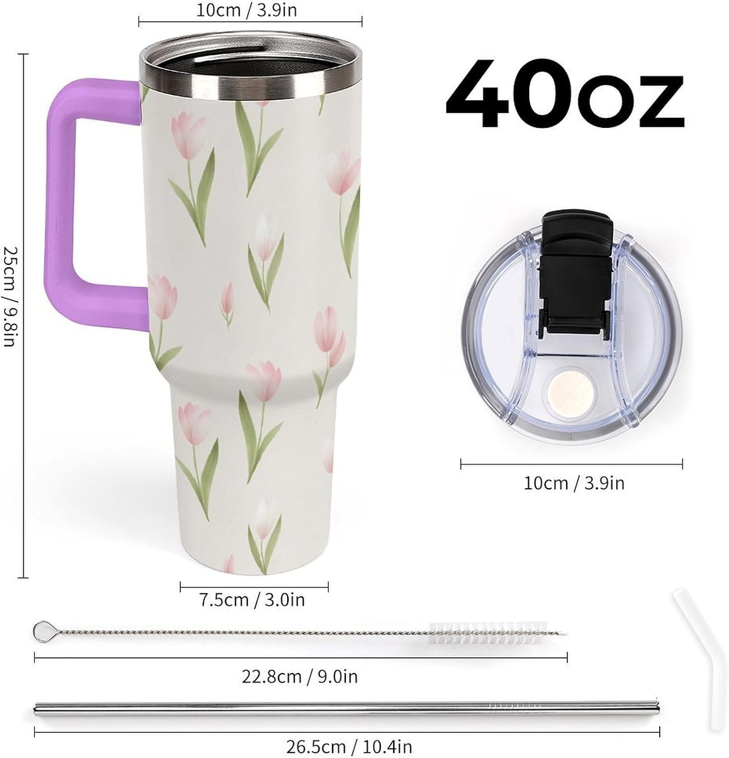 Leakproof Tumbler Vacuum Sealed Car Holder Friendly For Travel Teal And Peach Tropical Palm Leaf Pattern Water Tumbler white-style-23 - Colors C