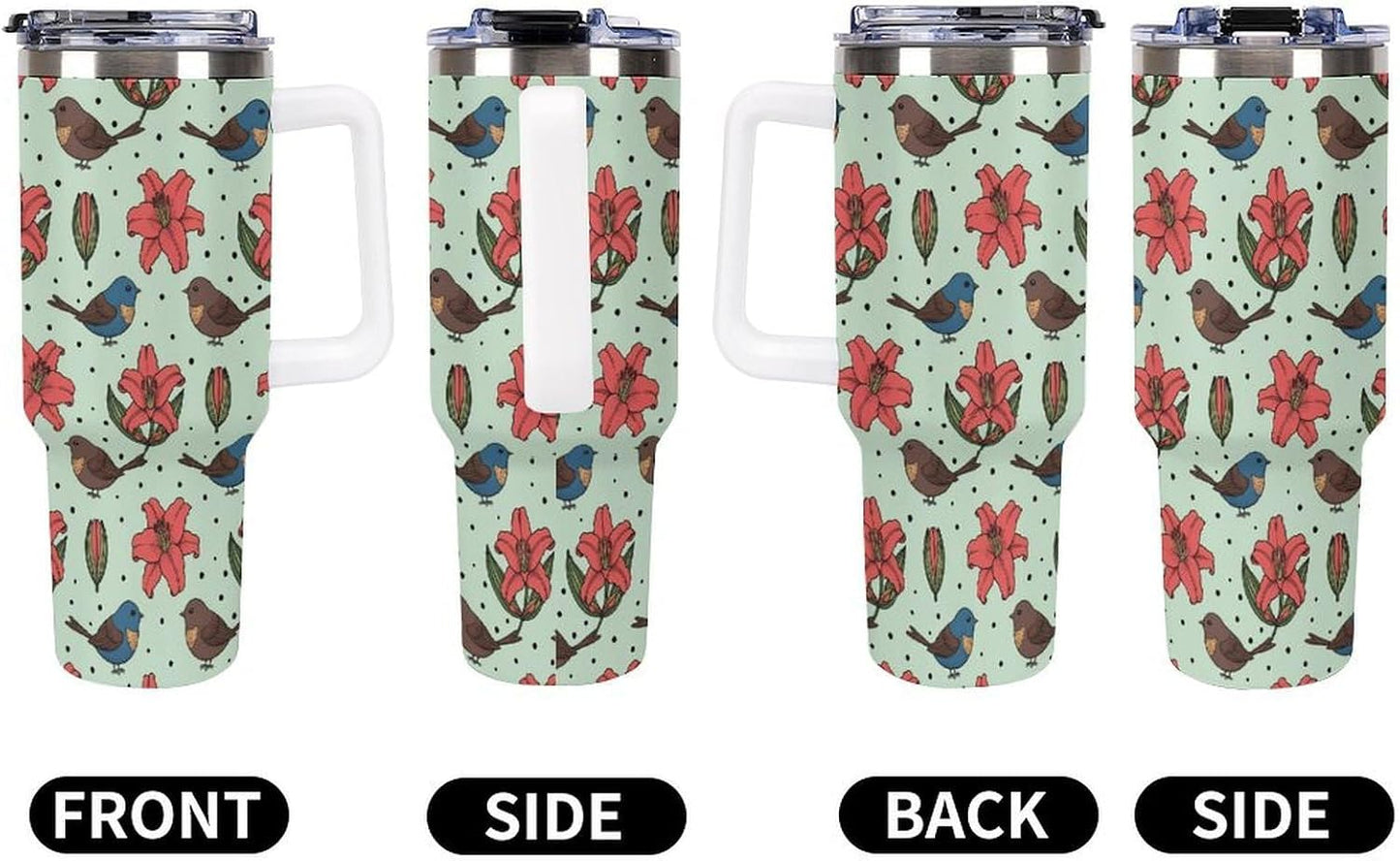 Leakproof Tumbler Vacuum Sealed Car Holder Friendly For Travel Teal And Peach Tropical Palm Leaf Pattern Water Tumbler white-style-23 - Colors C