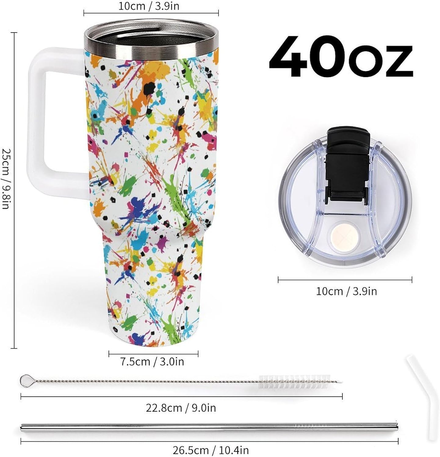 Leakproof Tumbler Vacuum Sealed Car Holder Friendly For Travel Teal And Peach Tropical Palm Leaf Pattern Water Tumbler white-style-23 - Colors C